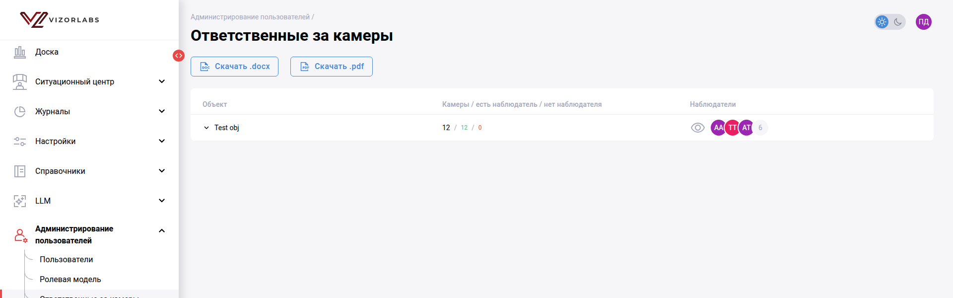 Ответственные за камеры